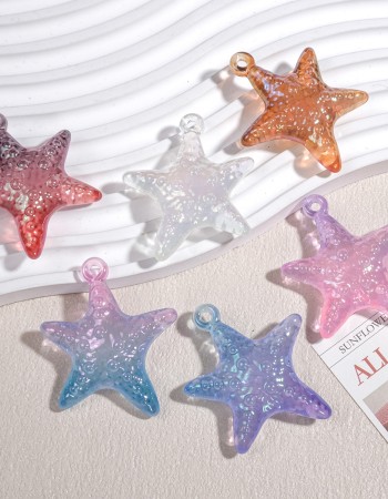 Ocean Acrylic Starfish Shell Pendant Charms DIY Jewelry Supplies