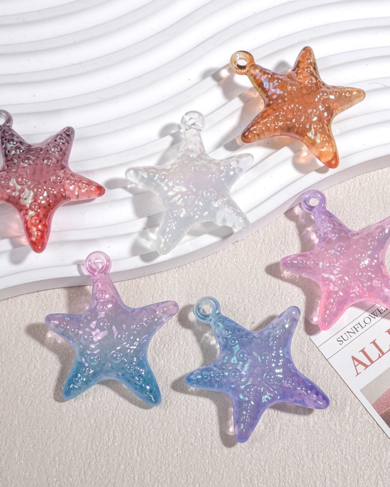 Ocean Acrylic Starfish Shell Pendant Charms DIY Jewelry Supplies