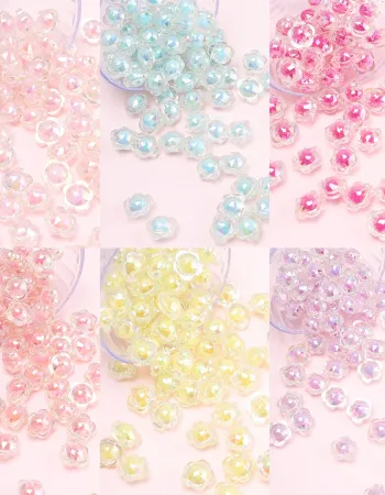 Colorful AB Flower Acrylic Loose Beads for DIY Jewelry Making