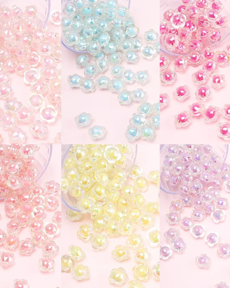 Colorful AB Flower Acrylic Loose Beads for DIY Jewelry Making