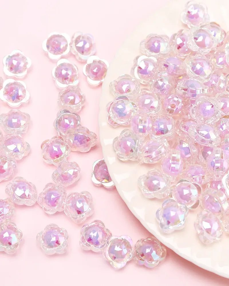Colorful AB Flower Acrylic Loose Beads for DIY Jewelry Making