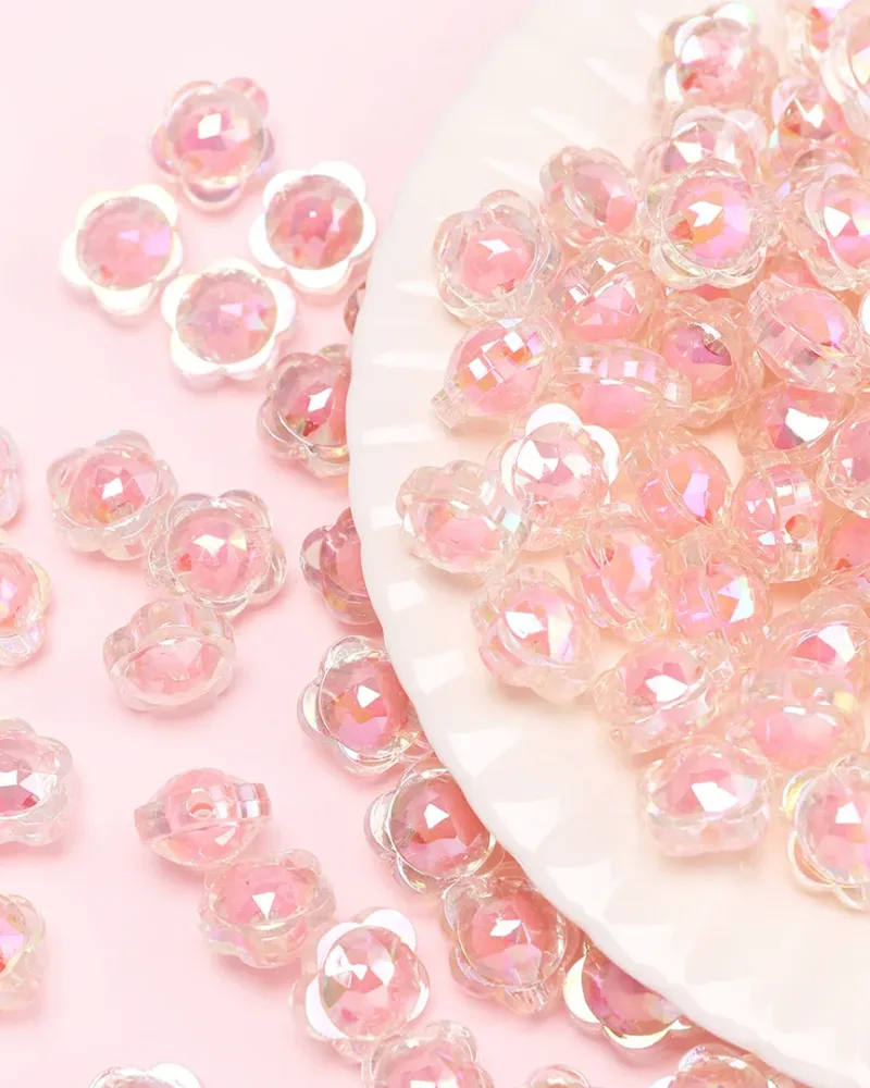 Colorful AB Flower Acrylic Loose Beads for DIY Jewelry Making