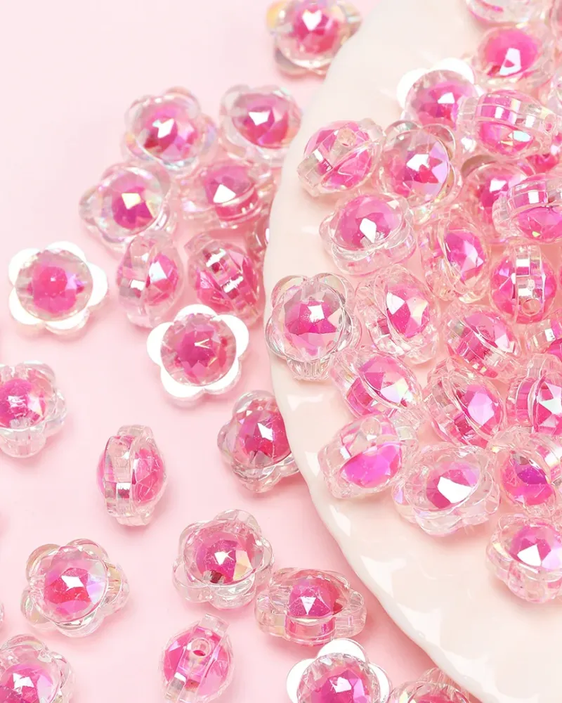 Colorful AB Flower Acrylic Loose Beads for DIY Jewelry Making