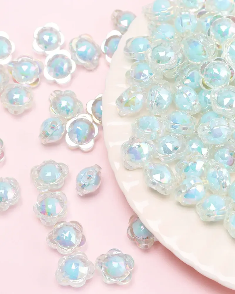 Colorful AB Flower Acrylic Loose Beads for DIY Jewelry Making