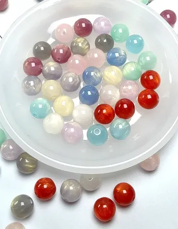 Galaxy Dream Sparkle Beads – 8mm/10mm/12mm Round Resin Beads for DIY Jewelry Making (15 Colors + Mix)