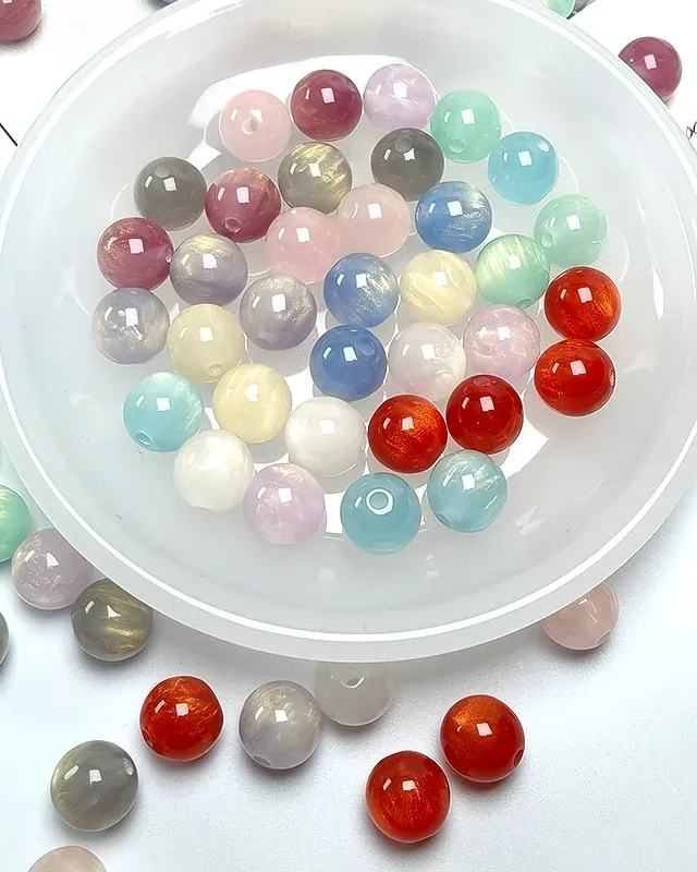 Galaxy Dream Sparkle Beads – 8mm/10mm/12mm Round Resin Beads for DIY Jewelry Making (15 Colors + Mix)