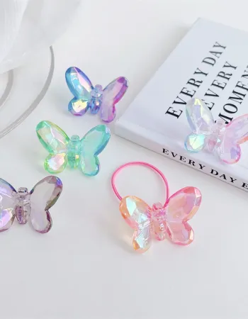 Acrylic Butterfly Beads 25mm - Rainbow Faceted Butterfly Charms for DIY Jewelry Making, Earrings, Bracelets & Hair Accessories (5pcs/Bag)